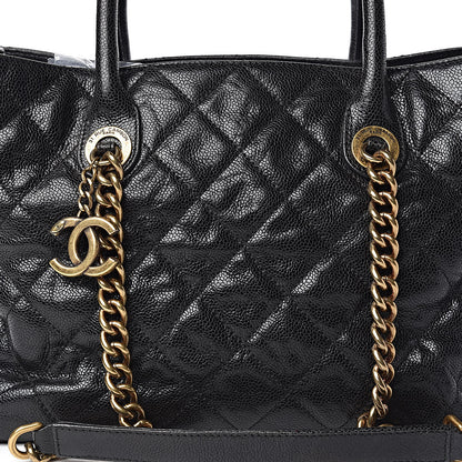 Chanel Glazed Caviar Quilted Small Shiva Tote Black 8 of 11