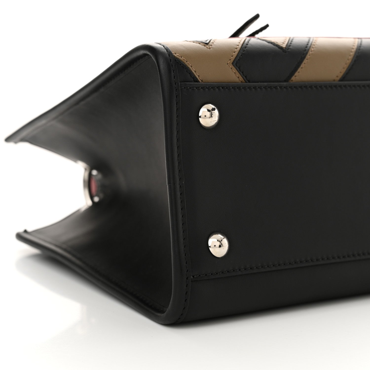 Fendi Vitello Century F is Fendi FF Diagonal Inlay Small Runaway Satchel Fango Black Fragola 9 of 10
