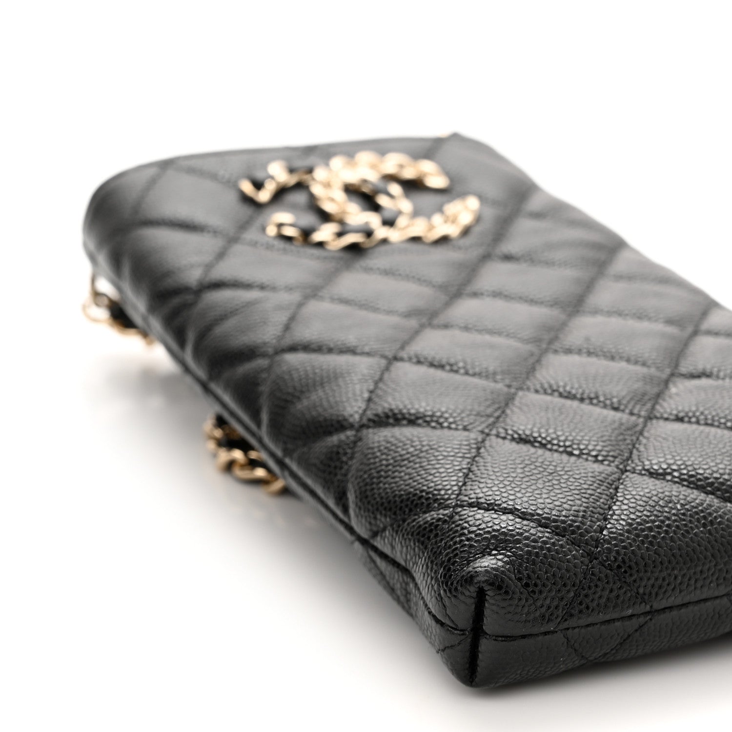 Chanel Caviar Quilted French New Wave Phone Holder With Chain Black 10 of 12