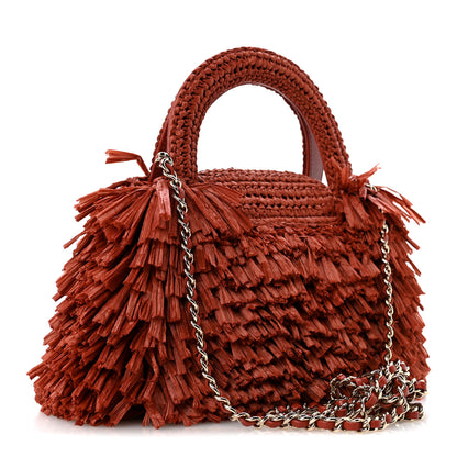Chanel Raffia Fringe Nano Kelly Shopper Red 3 of 12
