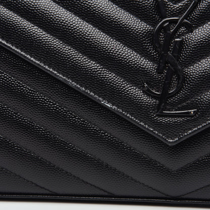 Saint Laurent Grain De Poudre Matelasse Chevron Monogram Chain Wallet Black 9 of 9