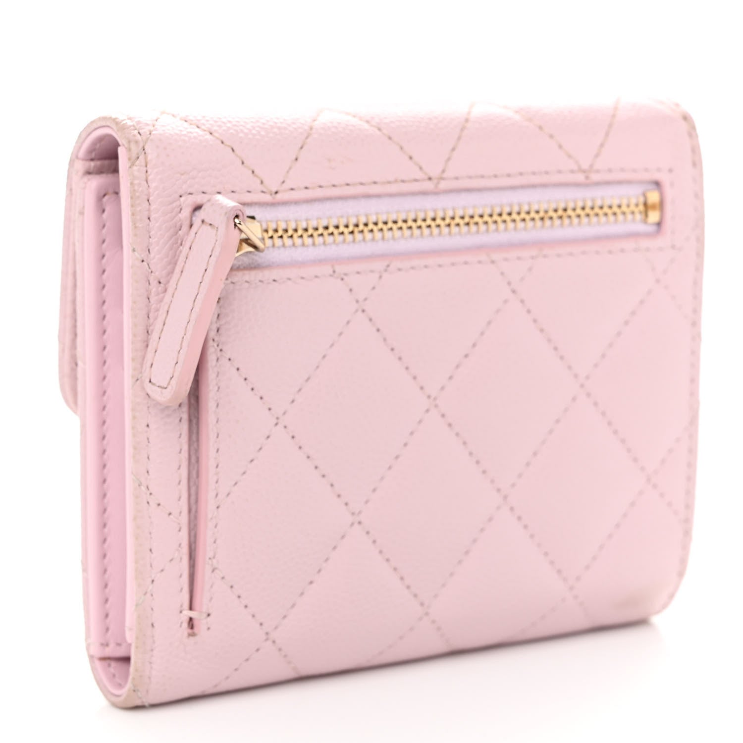 Chanel Caviar Quilted Compact Flap Wallet Light Pink 3 of 9