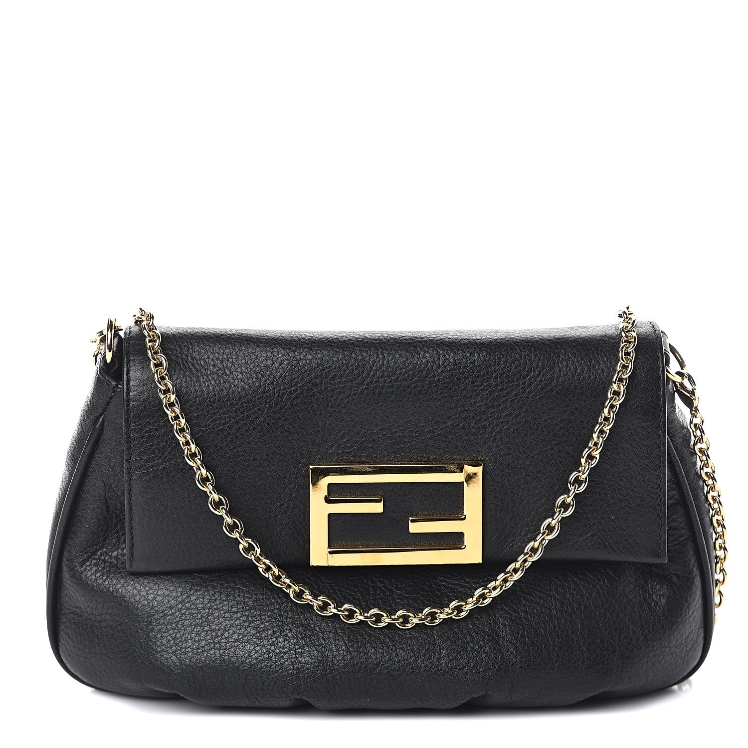 Fendi Vitello Flamingo Fendista Pouchette Crossbody Black 1 of 8