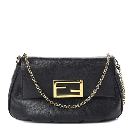 Fendi Vitello Flamingo Fendista Pouchette Crossbody Black 1 of 8