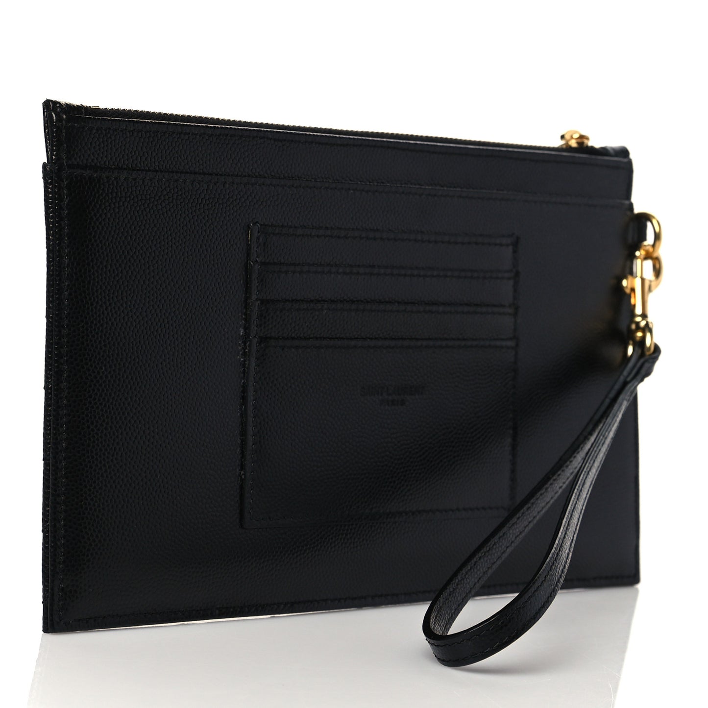 Grain De Poudre Chevron Monogram Large Bill Pouch Black