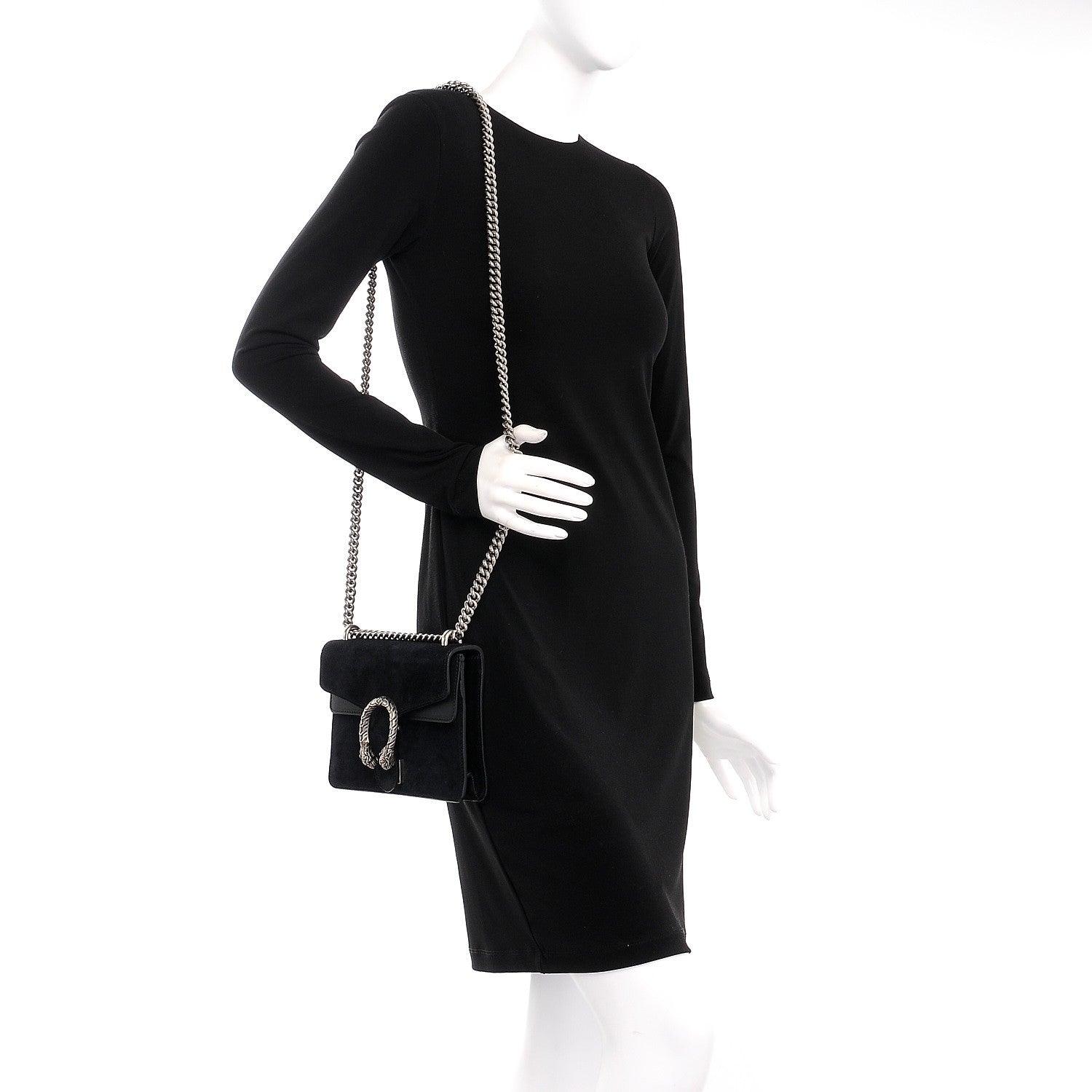 Gucci Suede Mini Dionysus Shoulder Bag Black 2 of 8