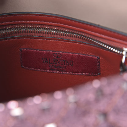 Valentino Garavani Glitter Medium Rockstud Spike Shoulder Bag Antique Pink 6 of 9