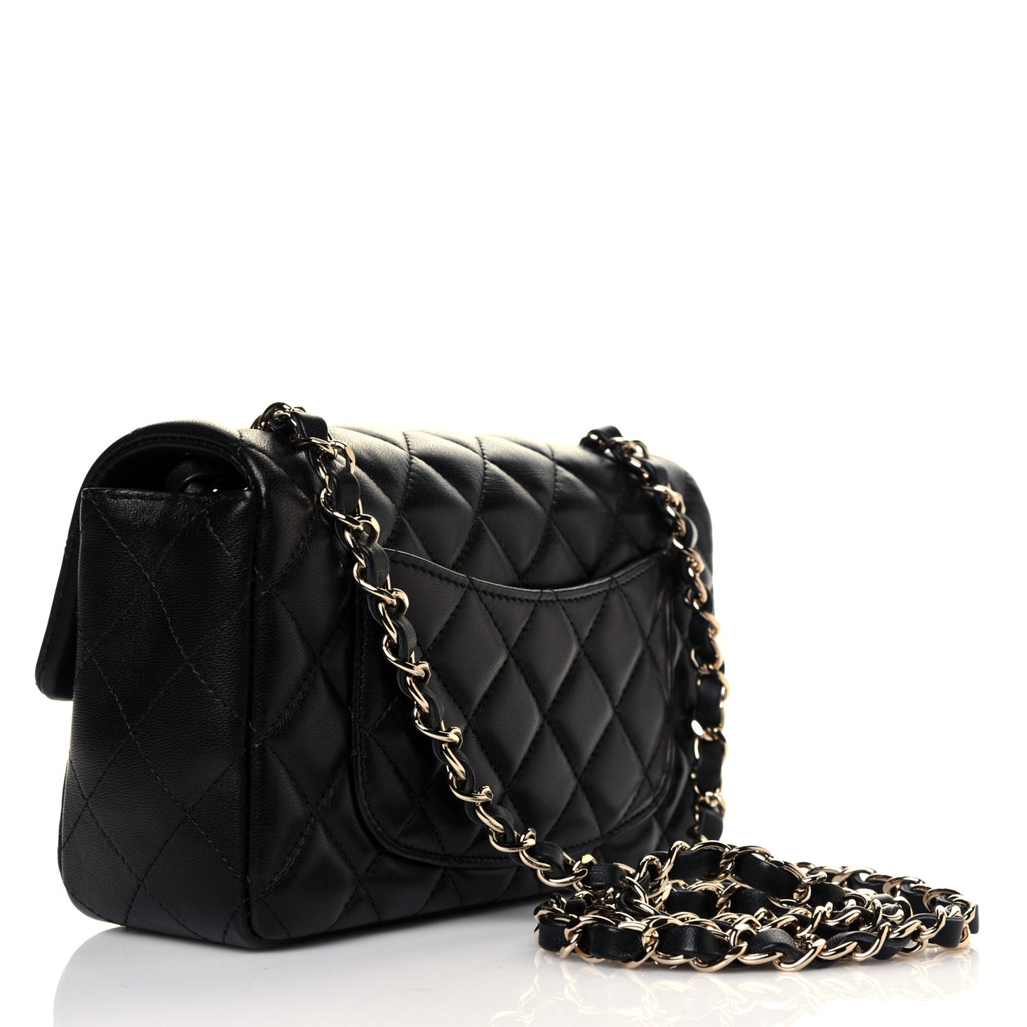 Lambskin Quilted Mini Rectangular Flap Black