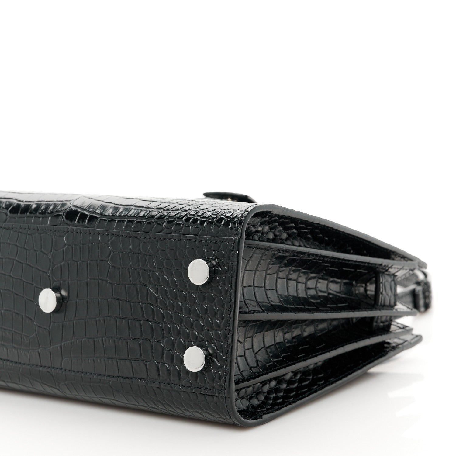 Saint Laurent Calfskin Crocodile Embossed Nano Sac De Jour Black 11 of 11