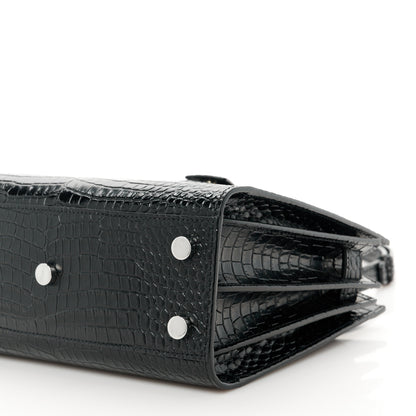 Saint Laurent Calfskin Crocodile Embossed Nano Sac De Jour Black 11 of 11