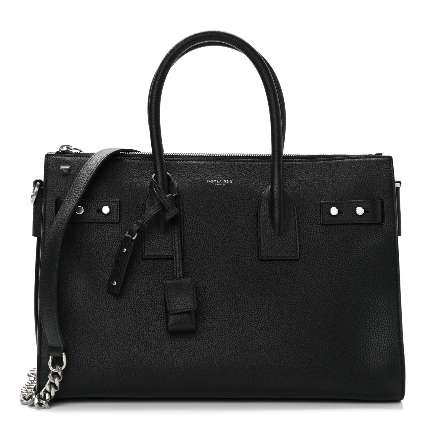 Grained Calfskin Small Supple Sac De Jour Duffle Black