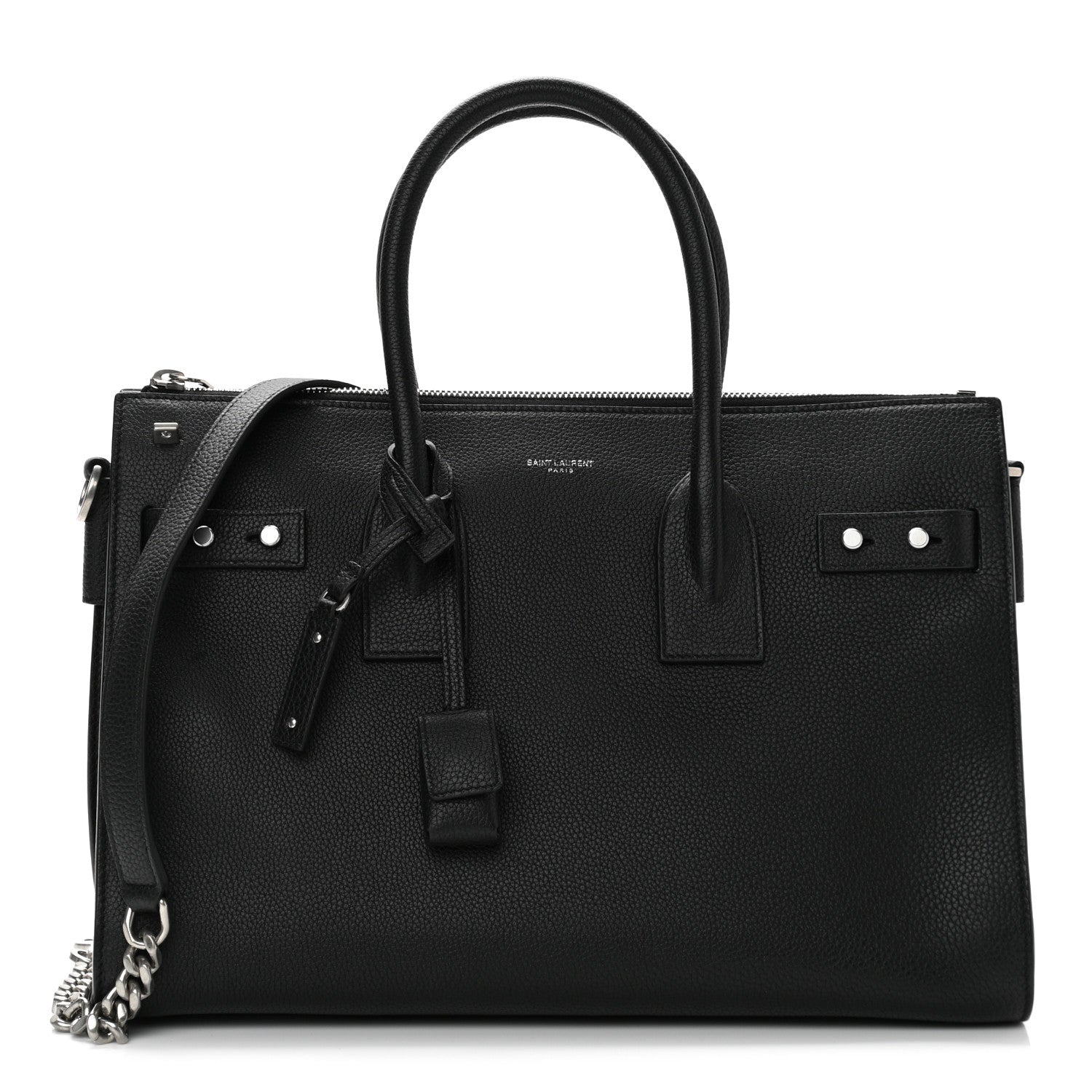 Saint Laurent Grained Calfskin Small Supple Sac De Jour Duffle Black 1 of 11