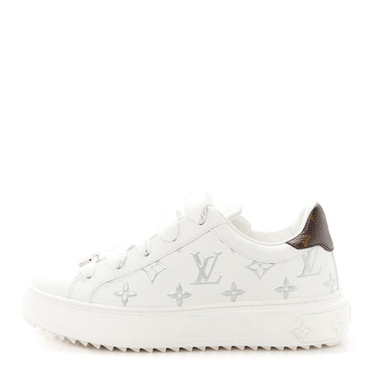 Louis Vuitton Calfskin Monogram Debossed Time Out Sneakers 36 White Silver 1 of 10