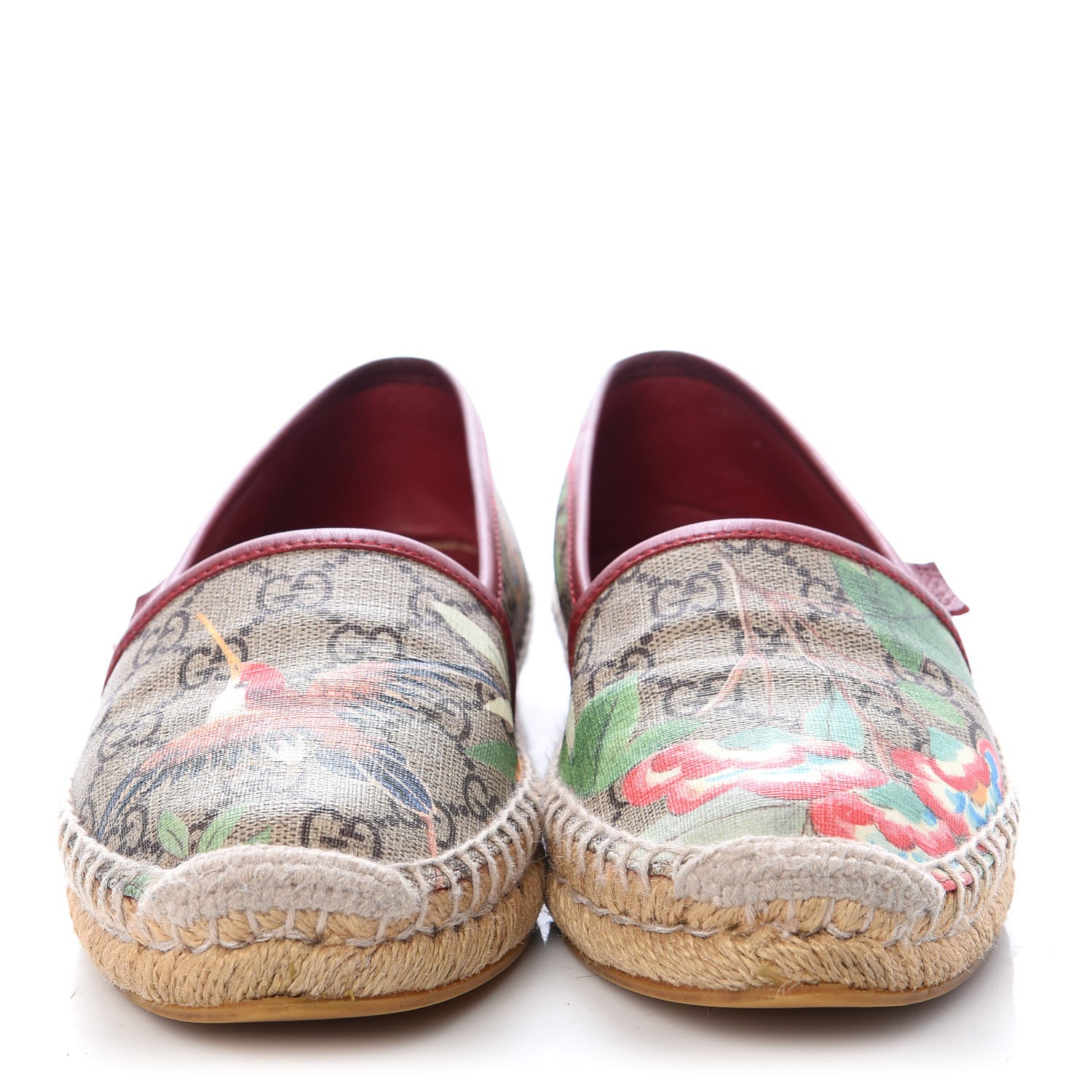 Gucci GG Supreme Monogram Tian Womens Espadrilles 35.5 Beige Multicolor Red 2 of 12