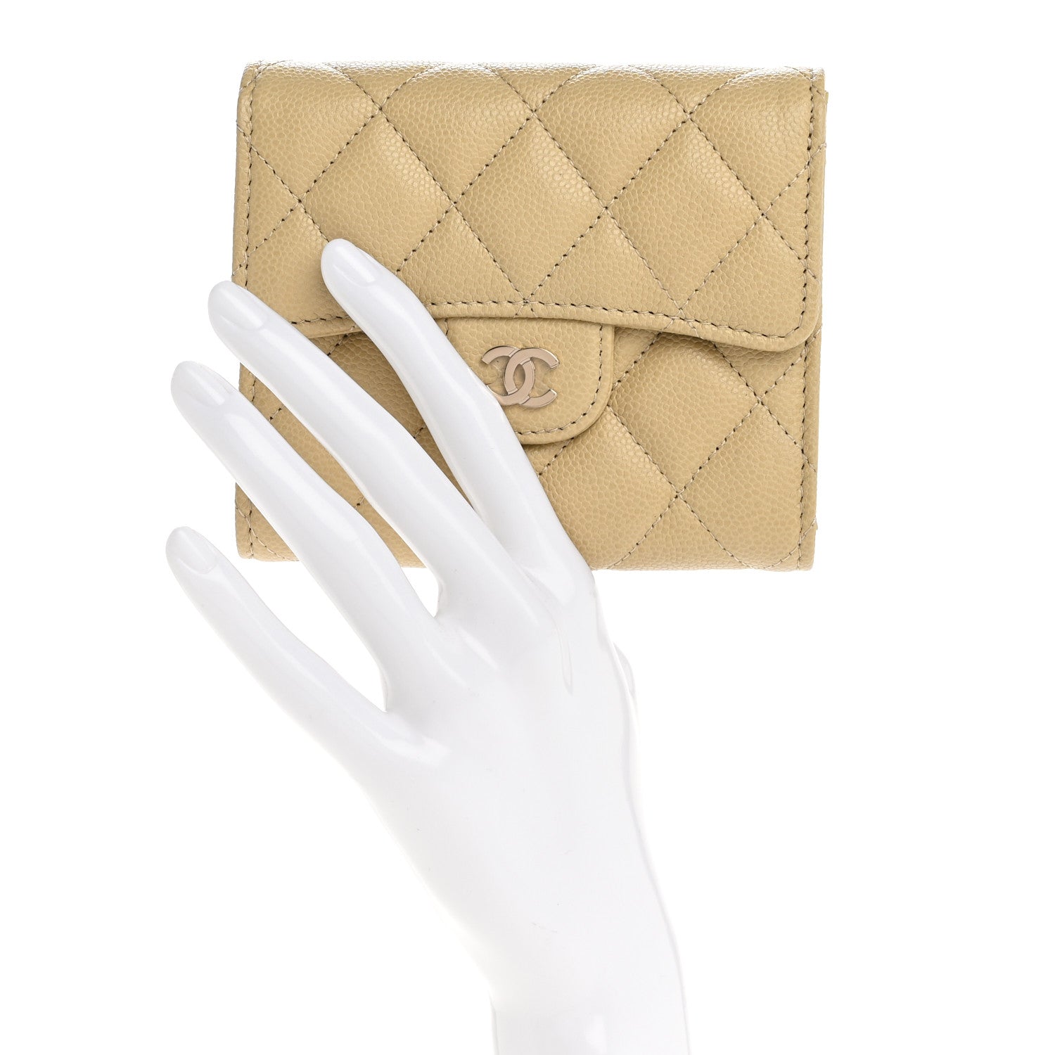 Chanel Caviar Quilted Compact Flap Wallet Light Green 2 of 8