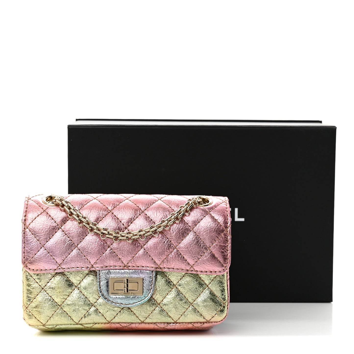 Metallic Goatskin Quilted Mini 2.55 Reissue Flap Multicolor