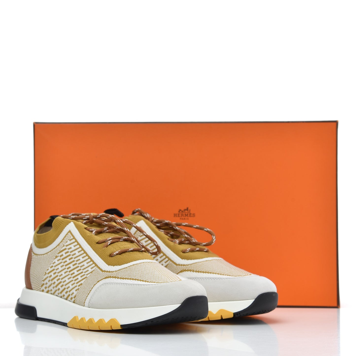 Knit Goatskin Womens Addict Sneakers 37 Ocre