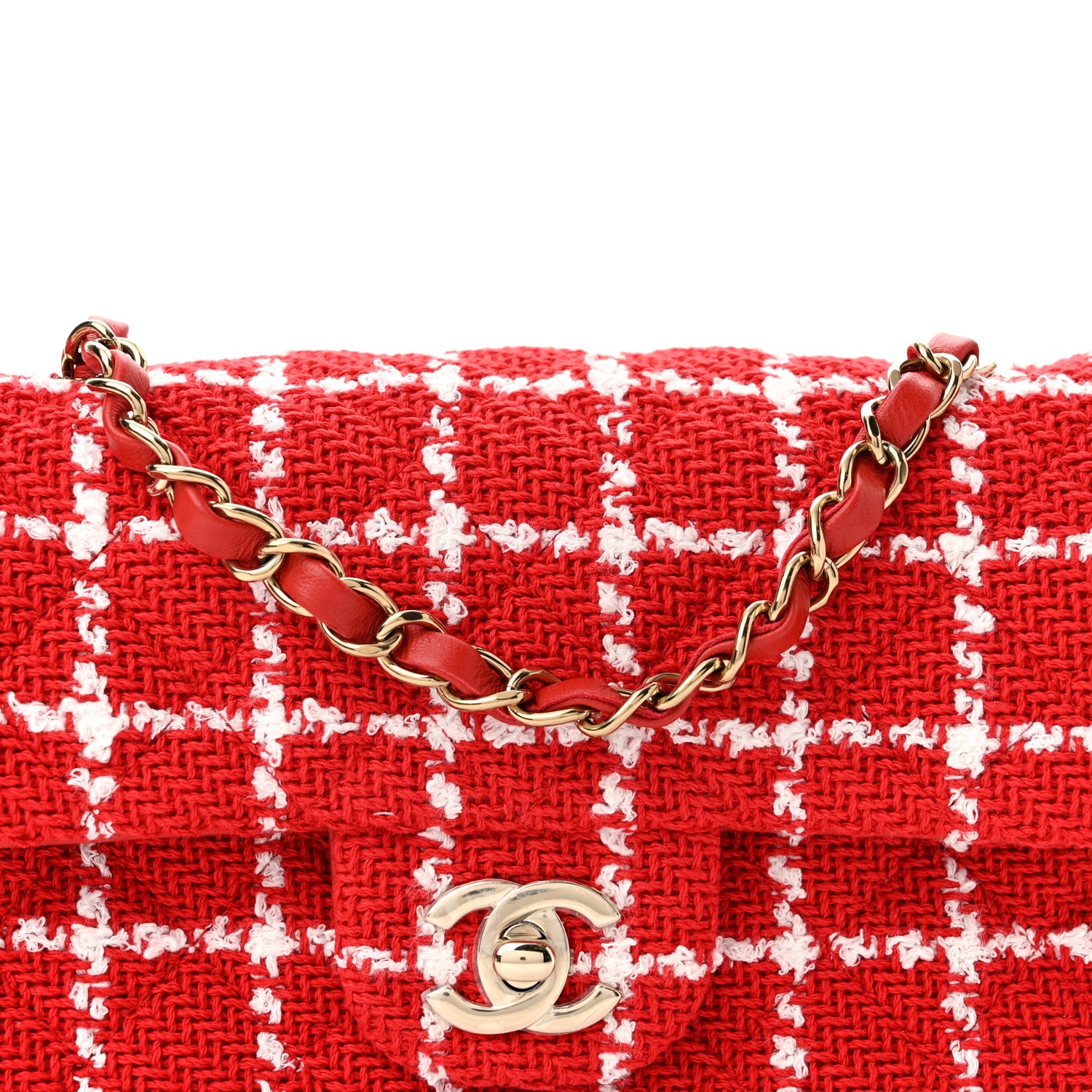 Chanel Tweed Quilted Mini Rectangular Flap White Red 8 of 11