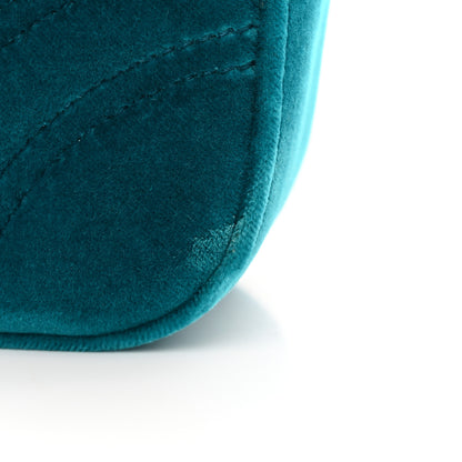 Gucci Velvet Matelasse Small GG Marmont Shoulder Bag Pavone Cyan 11 of 12