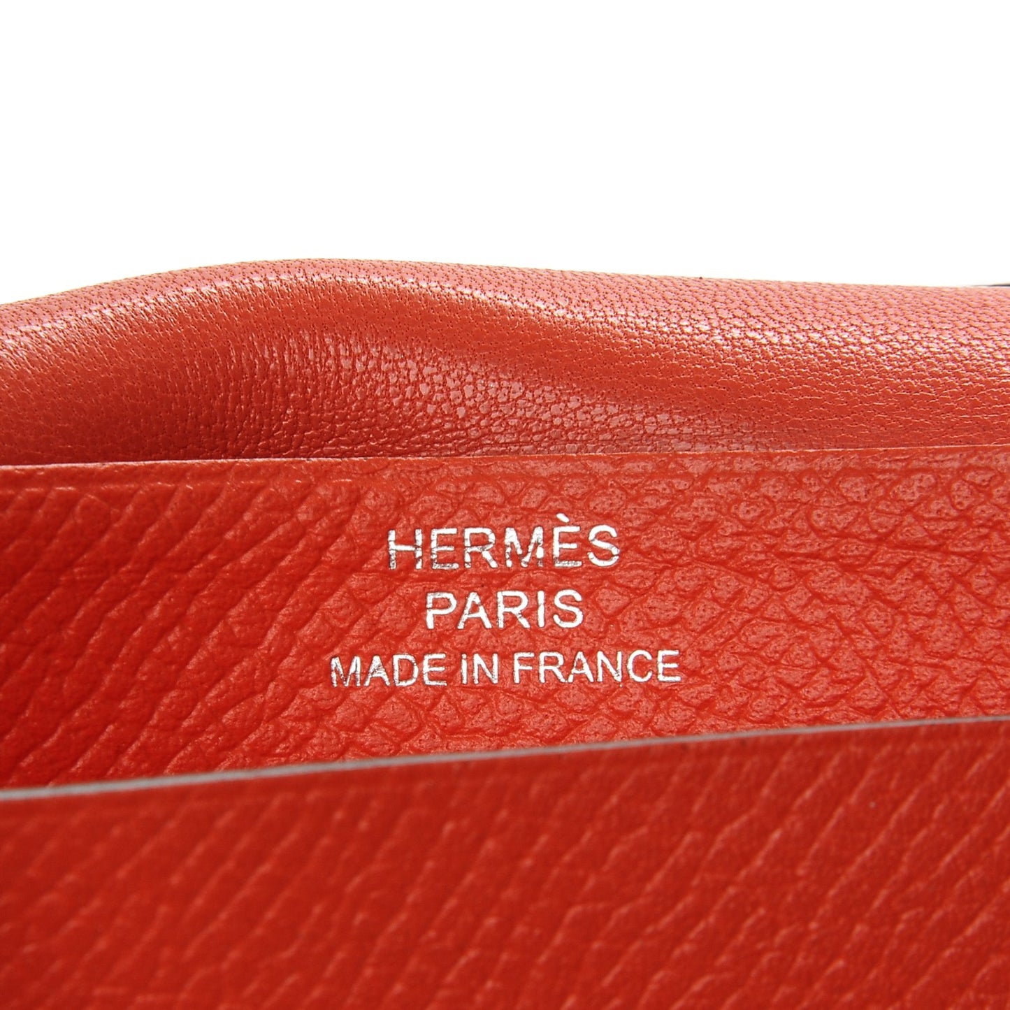 Epsom Bi-Color Bearn Card Holder Wallet Bleu Saphir Orange Poppy