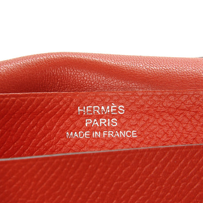 Hermes Epsom Bi-Color Bearn Card Holder Wallet Bleu Saphir Orange Poppy 7 of 12