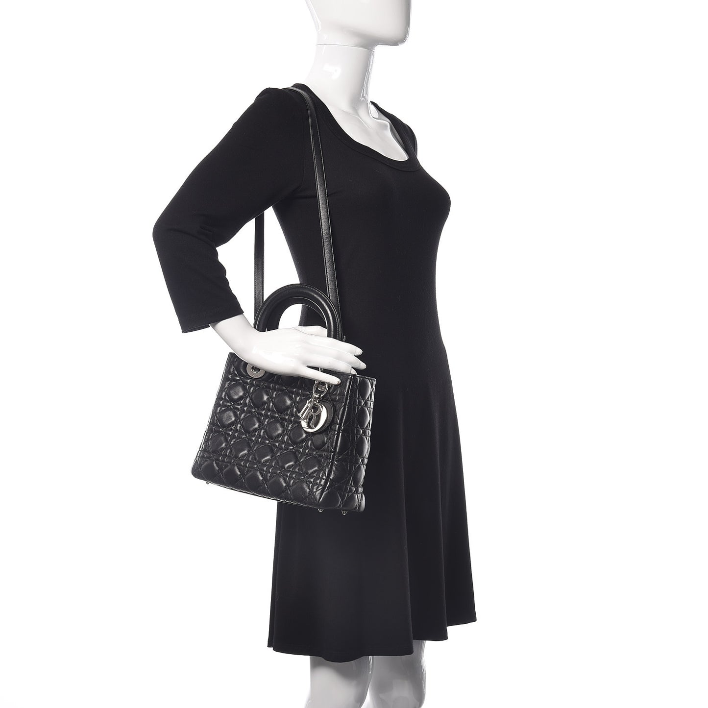 Lambskin Cannage Medium Lady Dior Black