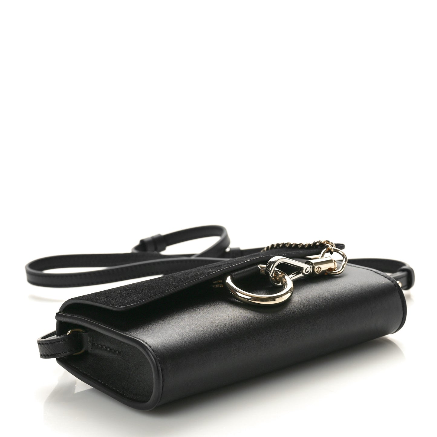 Suede Calfskin Mini Faye Shoulder Bag Black