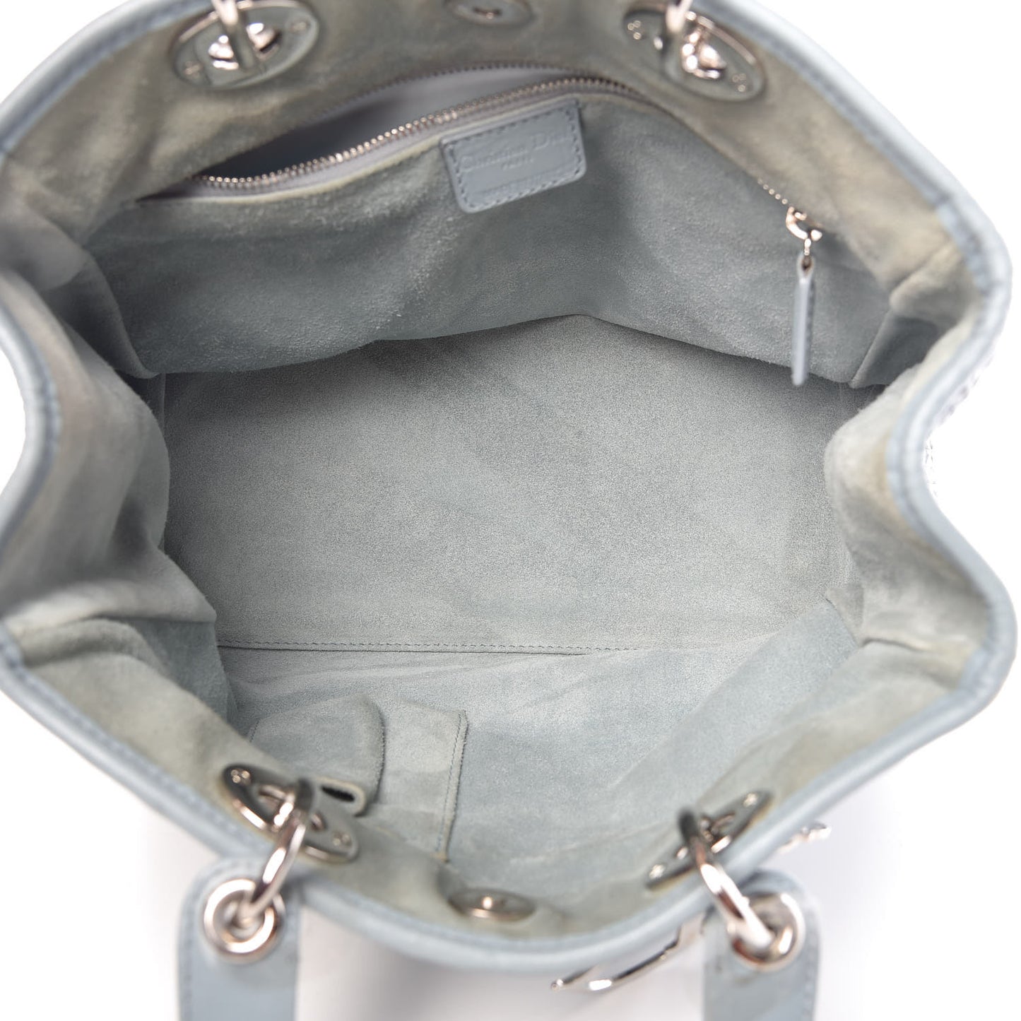Lambskin Woven Medium Lady Dior Shopping Tote Light Blue