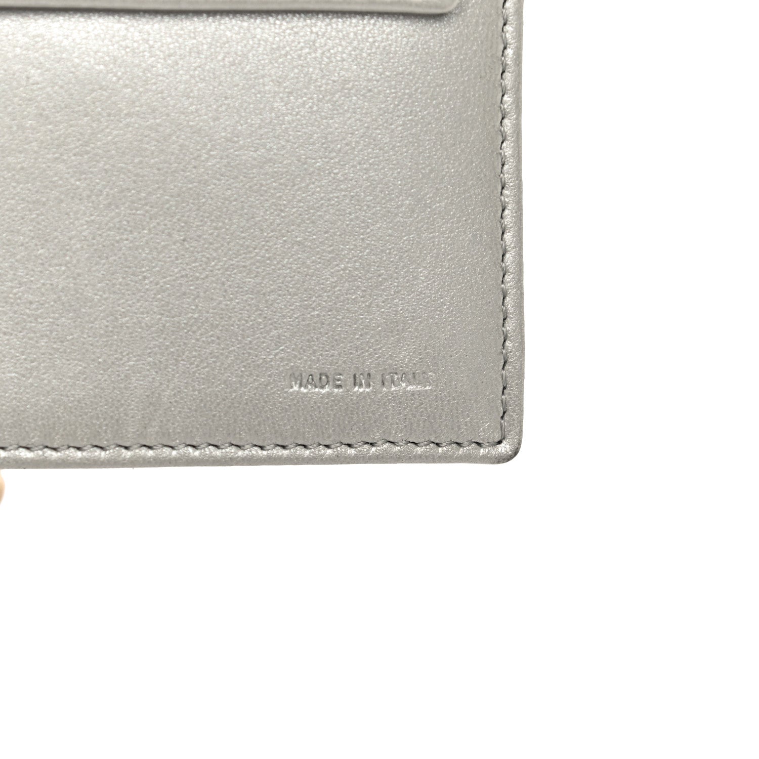 Fendi Metallic Nappa Logo Embossed Long Wallet On Chain Silver 10 of 26