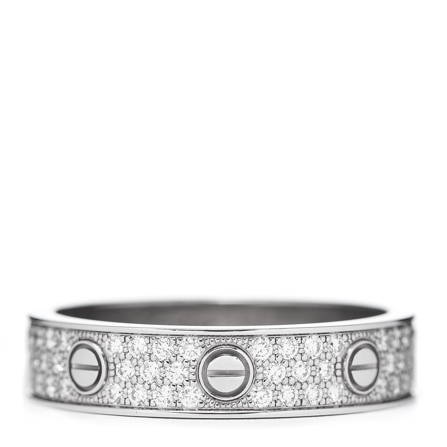 18K White Gold Diamond 4mm LOVE Wedding Paved Band Ring 57 8