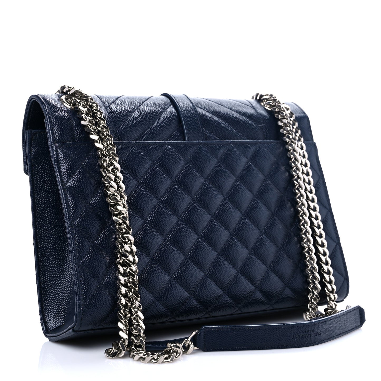 Grain De Poudre Textured Mixed Matelasse Triquilt Medium Monogram Satchel Deep Marine
