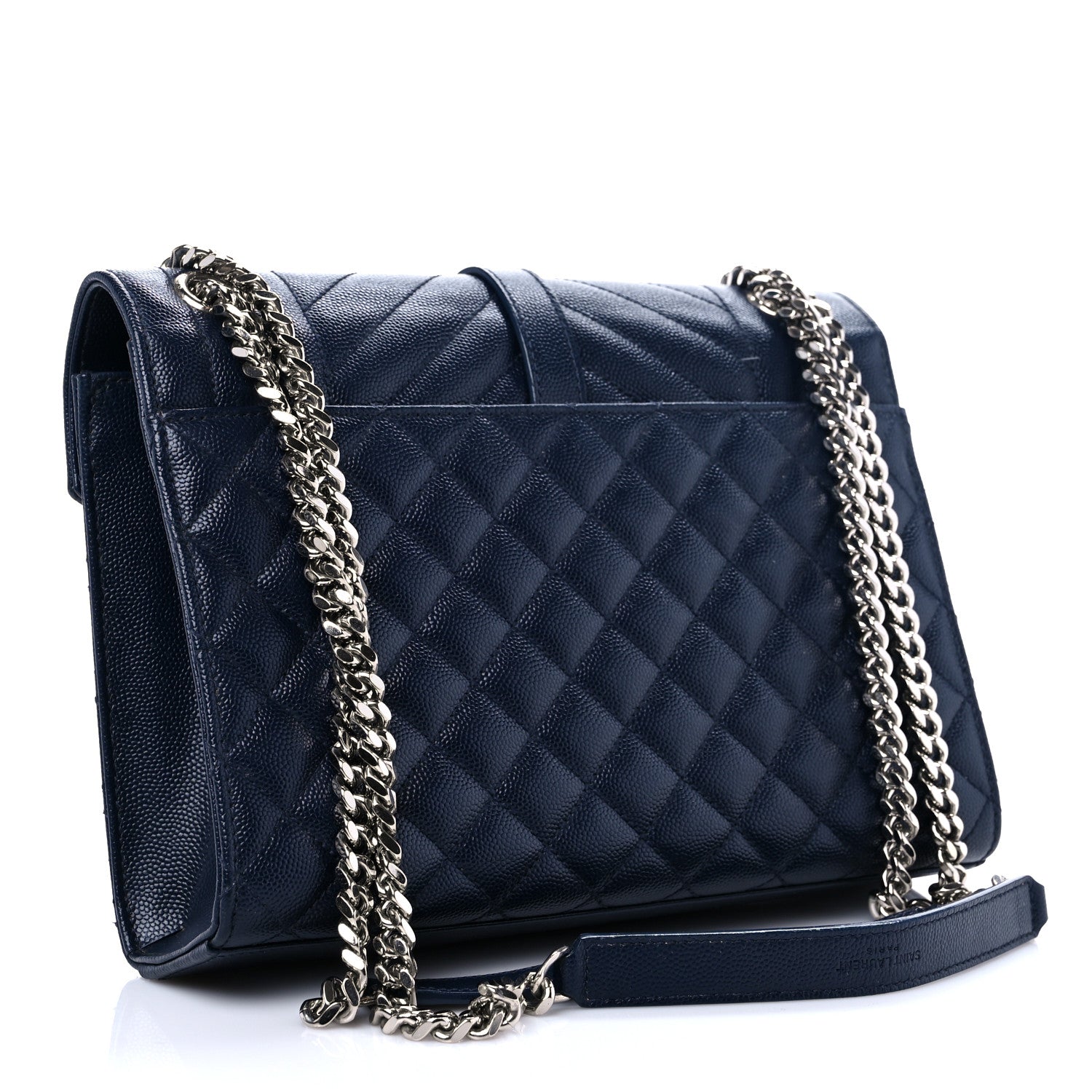 Saint Laurent Grain De Poudre Textured Mixed Matelasse Triquilt Medium Monogram Satchel Deep Marine 2 of 11