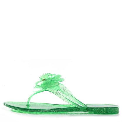 Chanel Jelly Aloha Sandals 36 Green 1 of 5