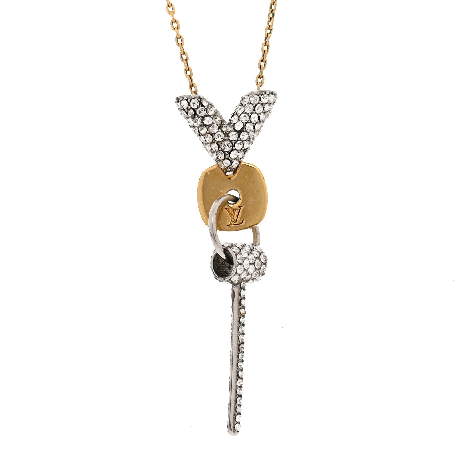 Louis Vuitton Swarovski Essential V Strass Pendant Necklace 3 of 6