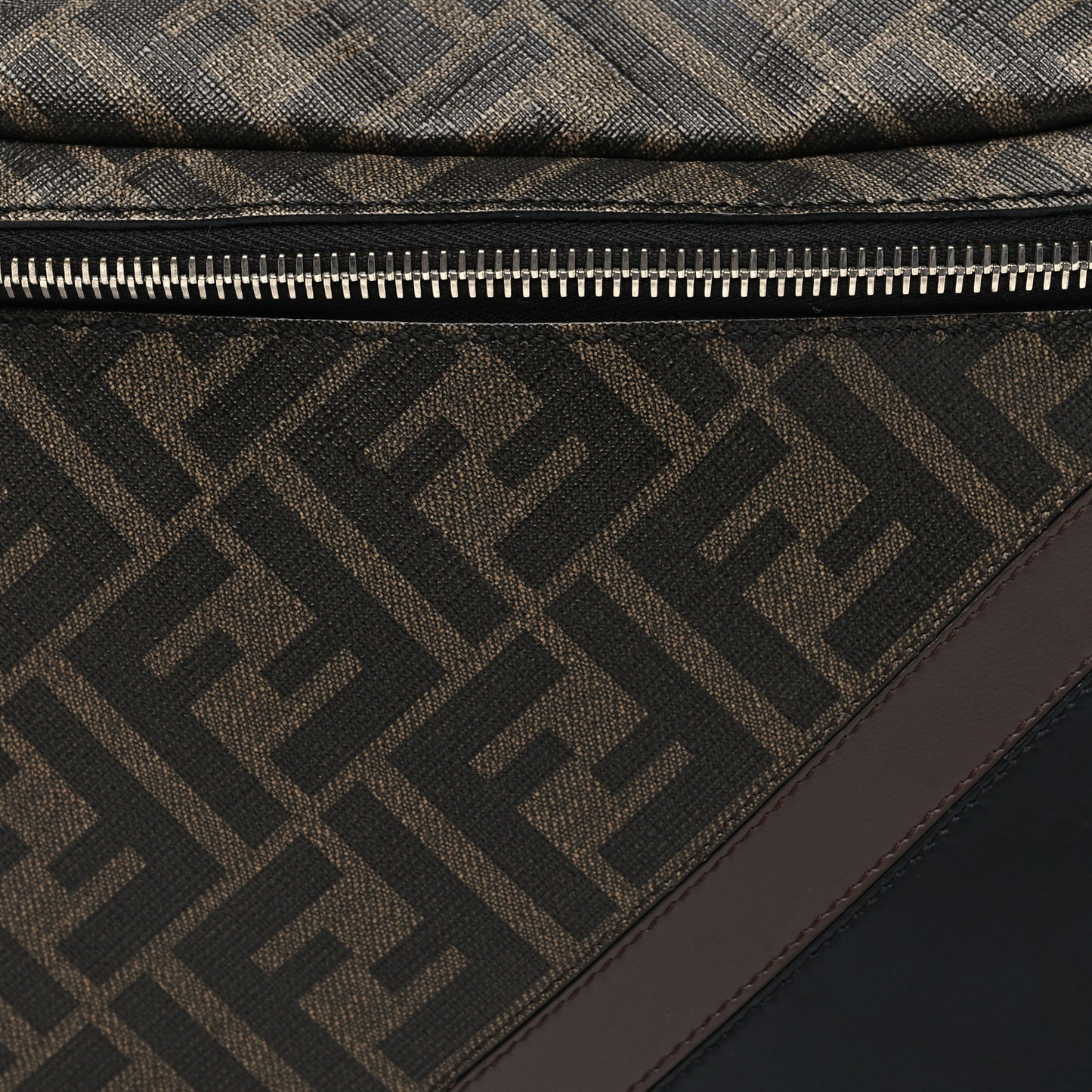 Glazed Fabric Vitello Liberty FF 1974 Diagonal Belt Bag Tobacco Moresco Black