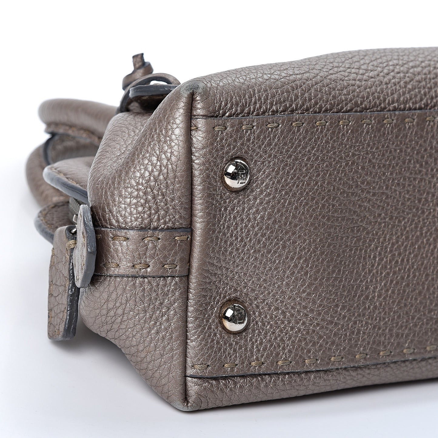 Metallic Calfskin Romano Selleria Mini Adele 1328 Bag Grey