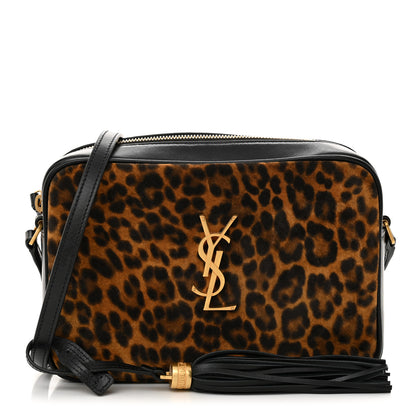 Saint Laurent Calfskin Leopard Print Monogram Lou Camera Bag Black 1 of 11
