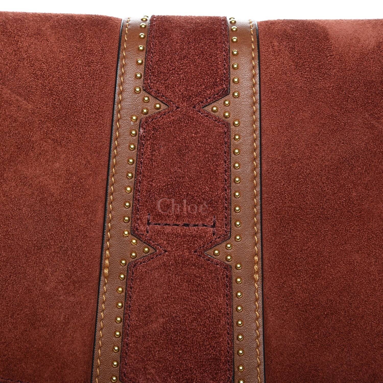 Chloe Suede Studded Small Lexa Shoulder Bag Saffron Red 6 of 14