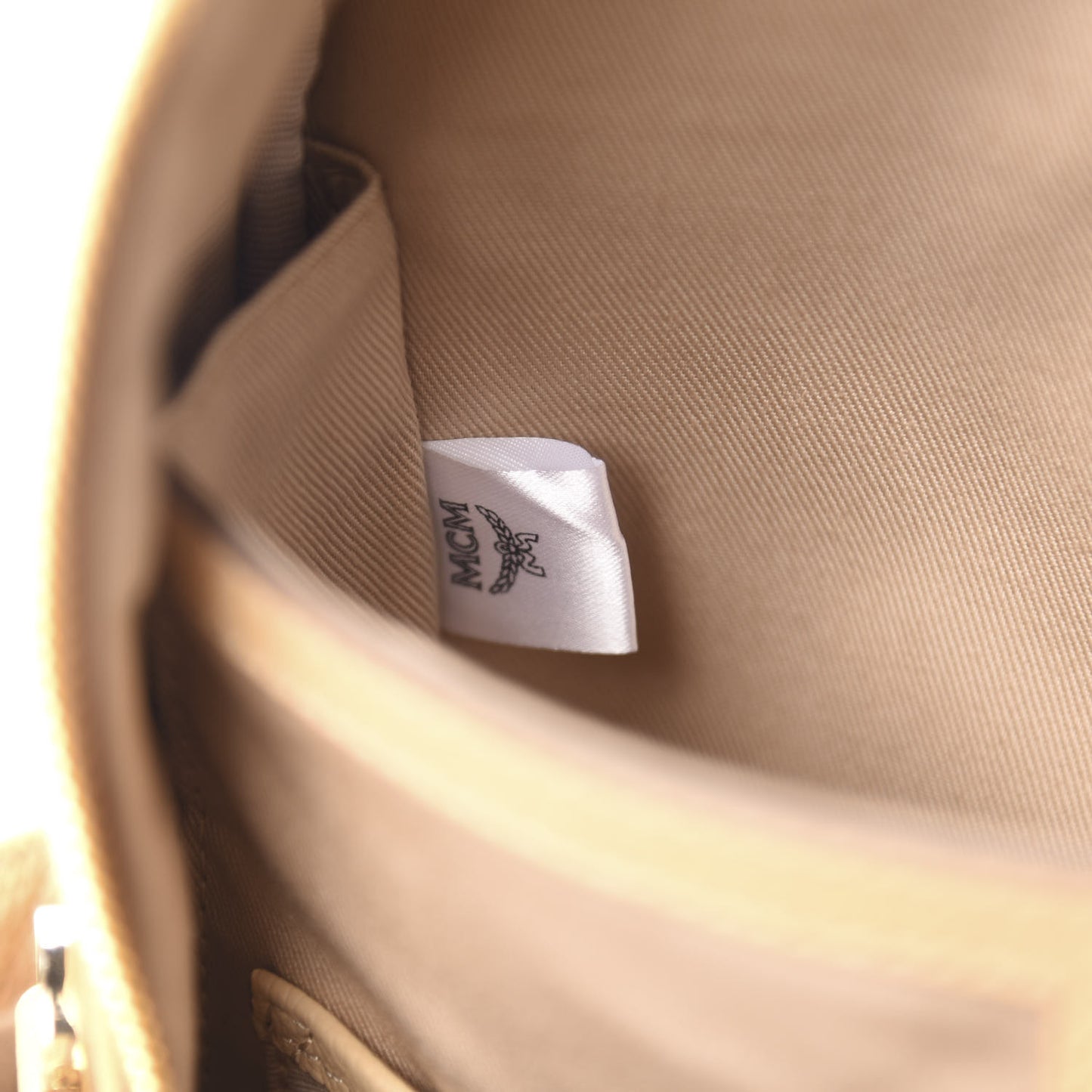 Calfskin Visetos Small Backpack Beige