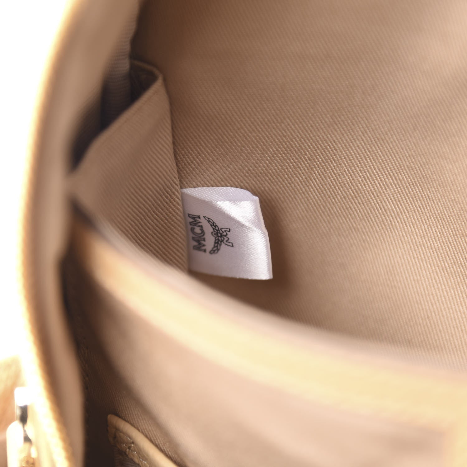 MCM Calfskin Visetos Small Backpack Beige 8 of 10