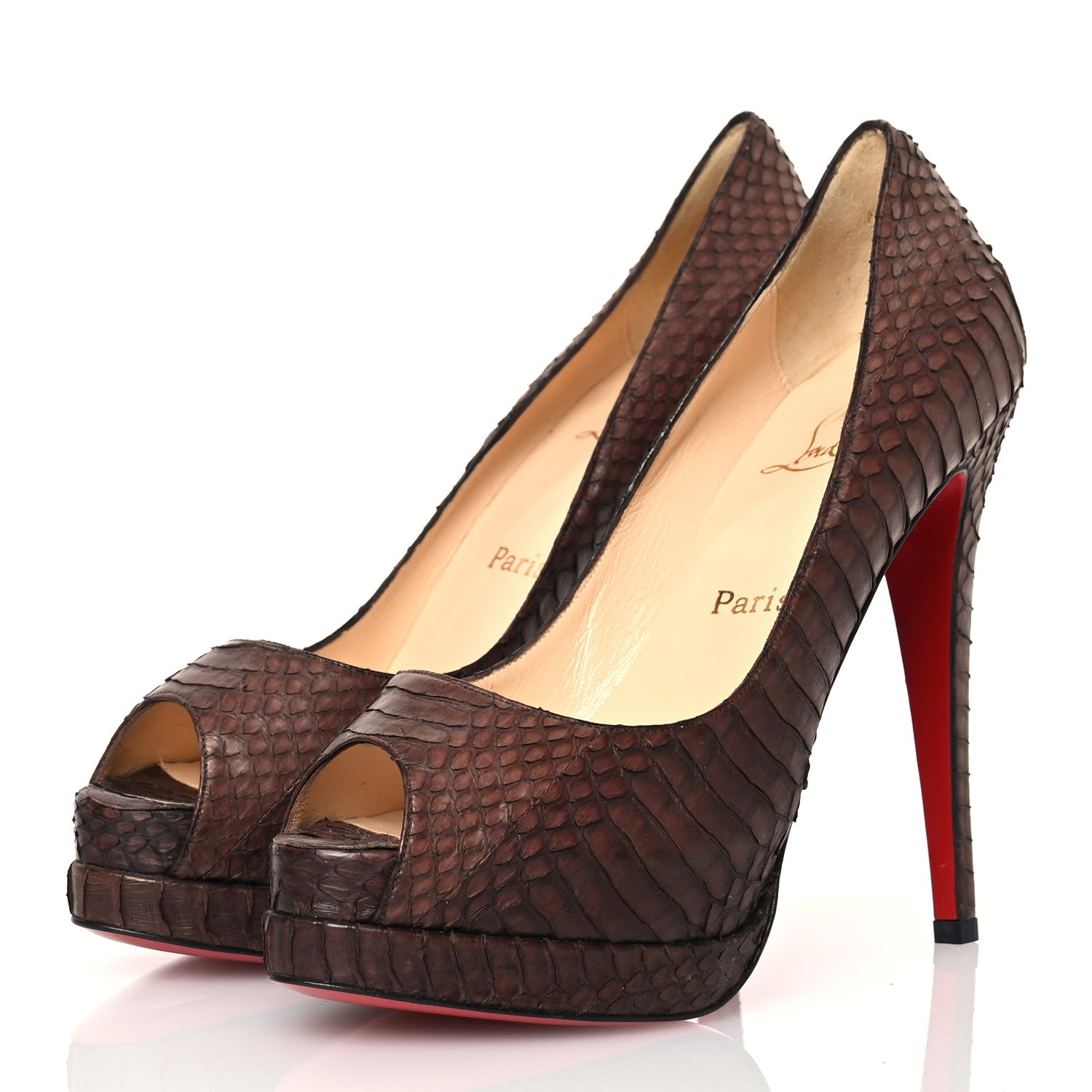 Christian Louboutin Watersnake Altadama 140 Pumps 38.5 Testa Di Moro 3 of 13