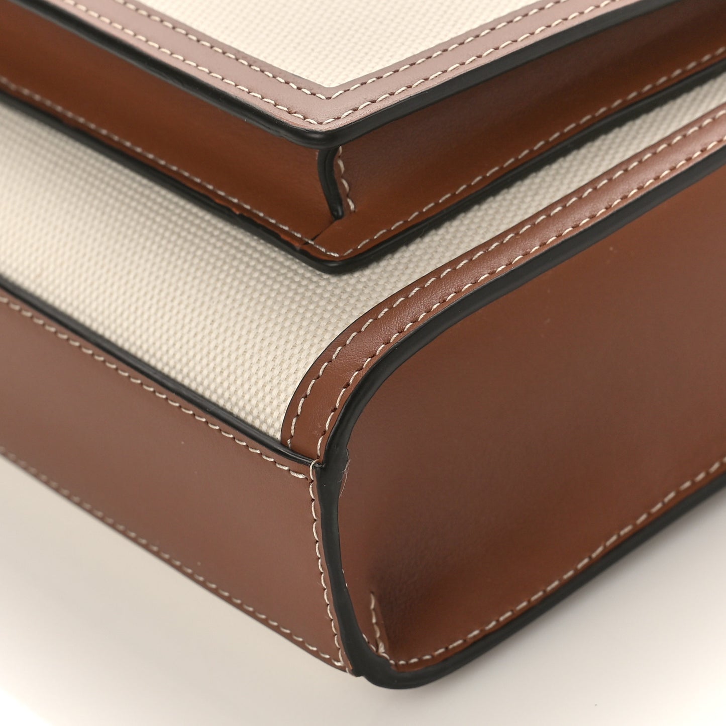 Canvas Smooth Calfskin Two Tone Mini Pocket Bag Natural Malt Brown
