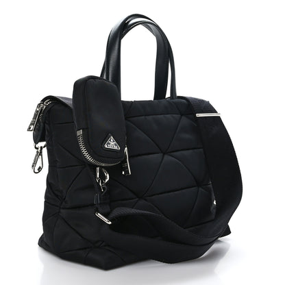 Prada Re-Nylon Nappa Triangle Quilted Padded Double Handled Zip Pocket Tote Black 3 of 8