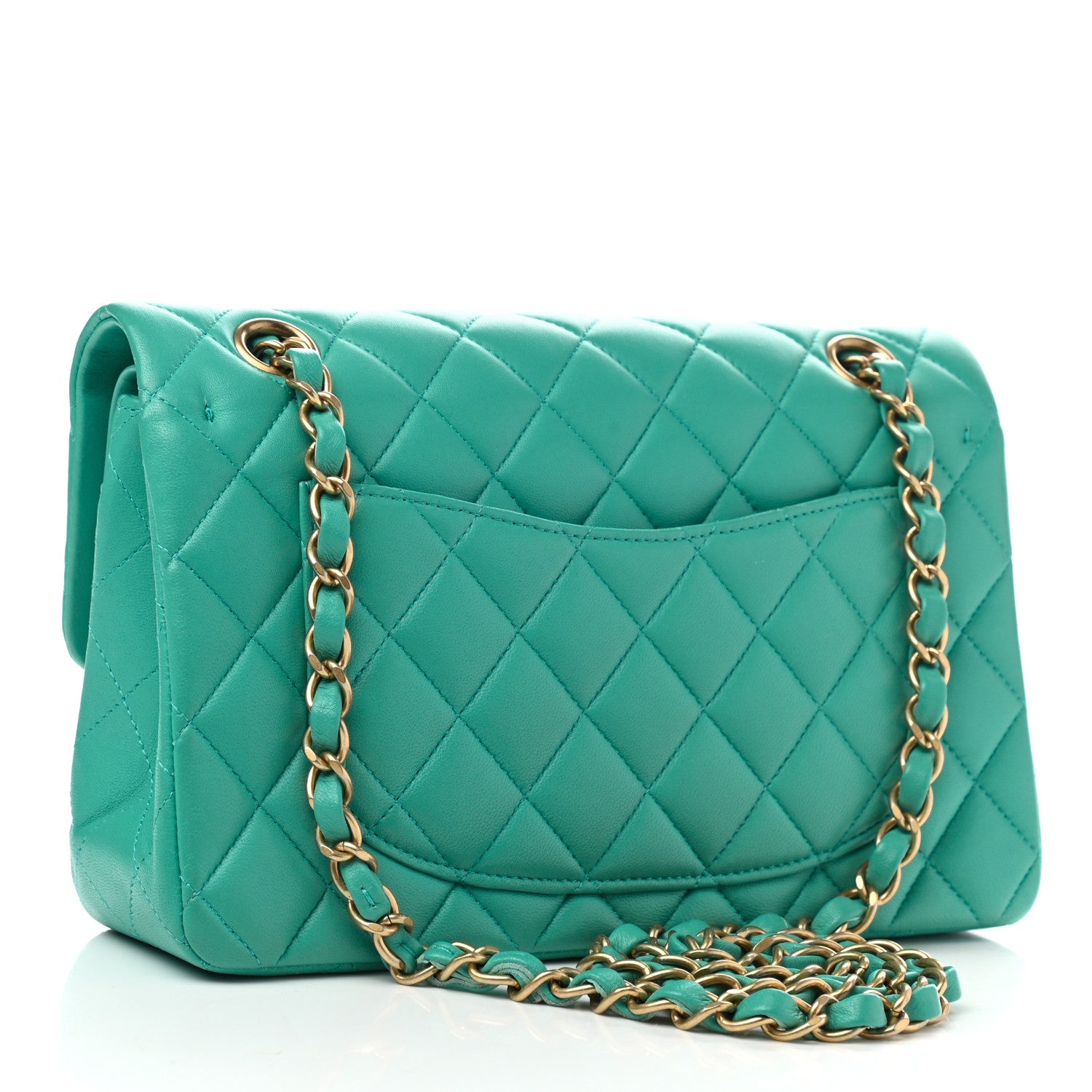 Chanel Lambskin Quilted Small Double Flap Green 3 of 12