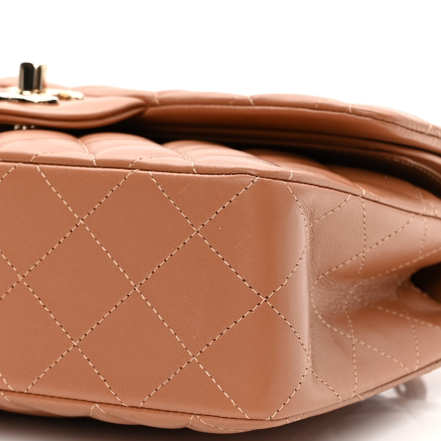 Lambskin Quilted Small Double Flap Brown