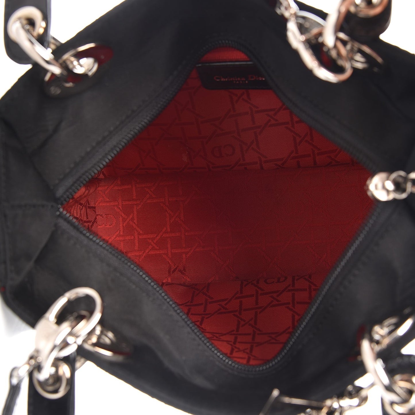 Nylon Cannage Medium Lady Dior Black