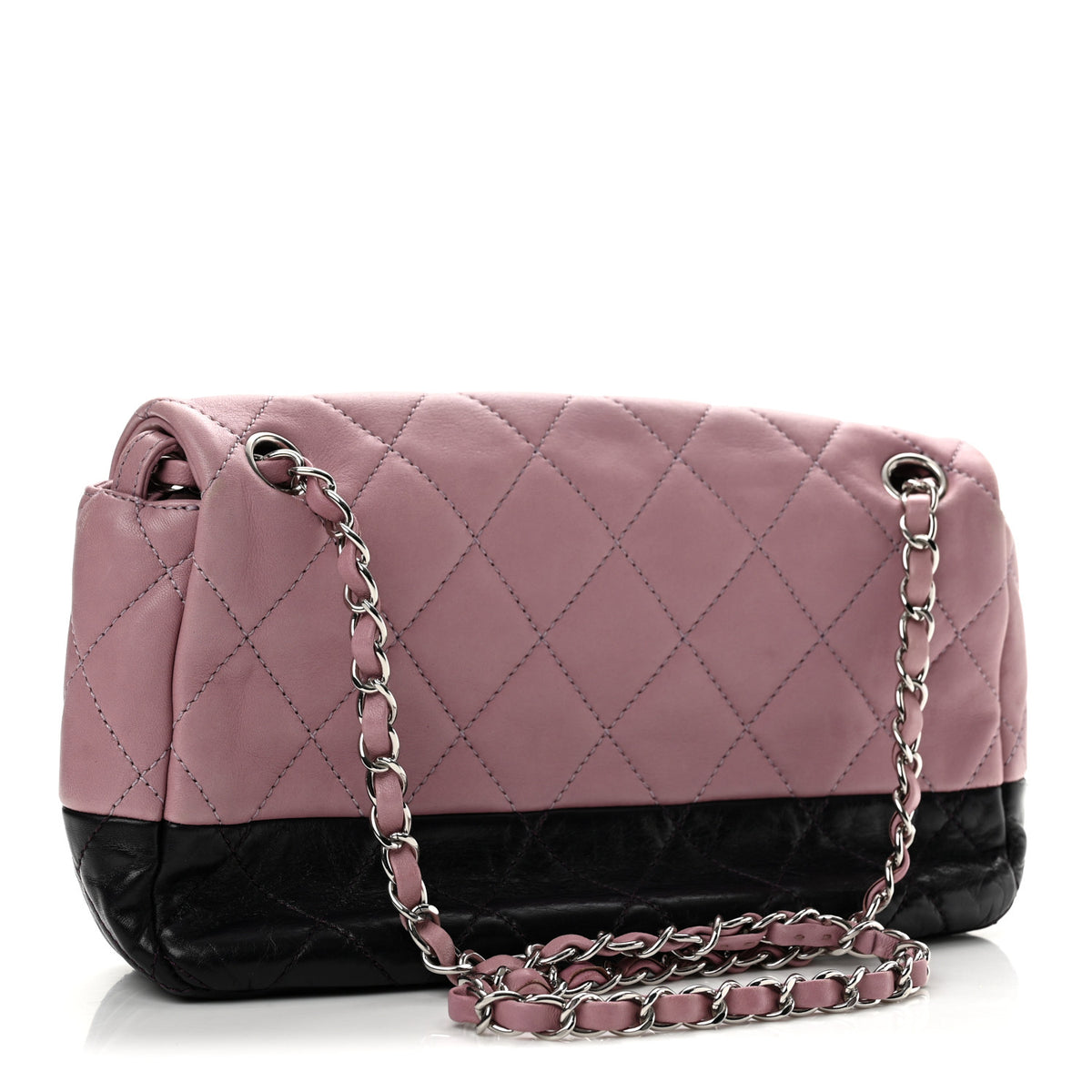 Lambskin Quilted Bi-Color Medium Single Flap Light Purple
