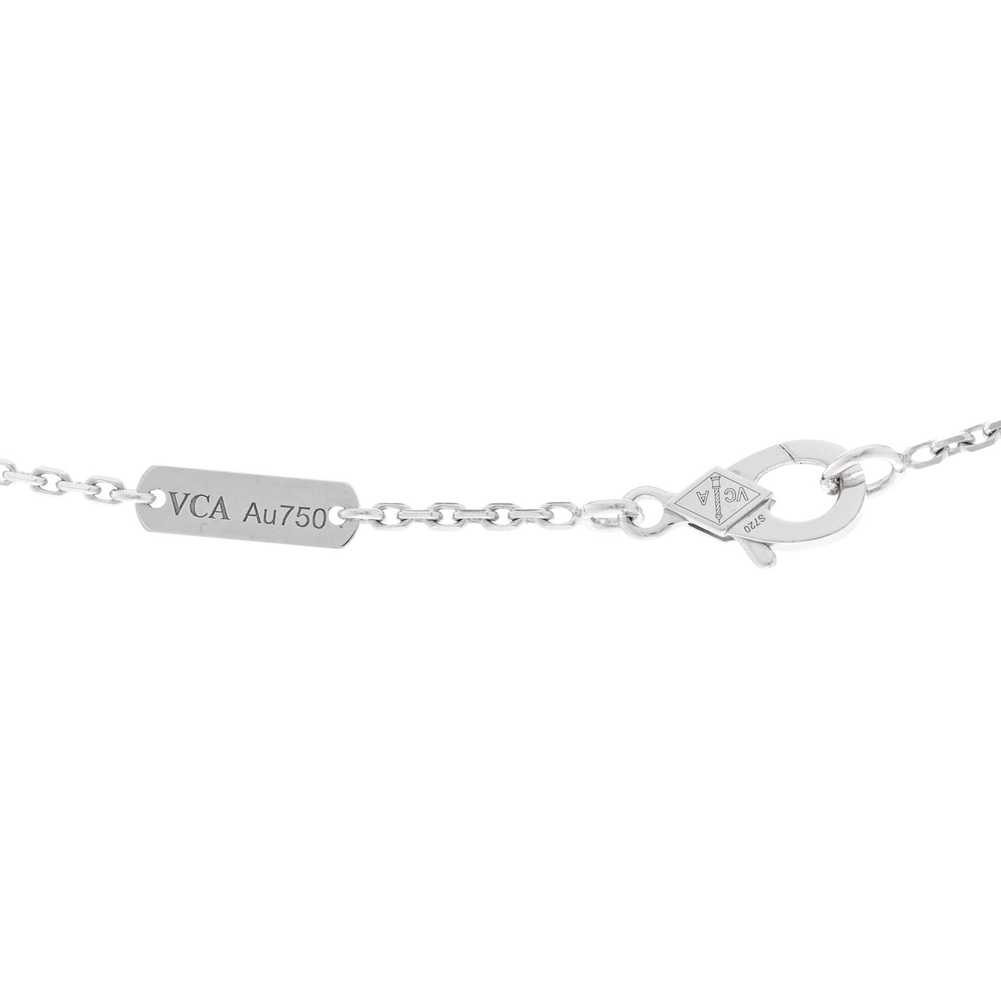 18k White Gold Chalcedony Vintage Alhambra Pendant Necklace