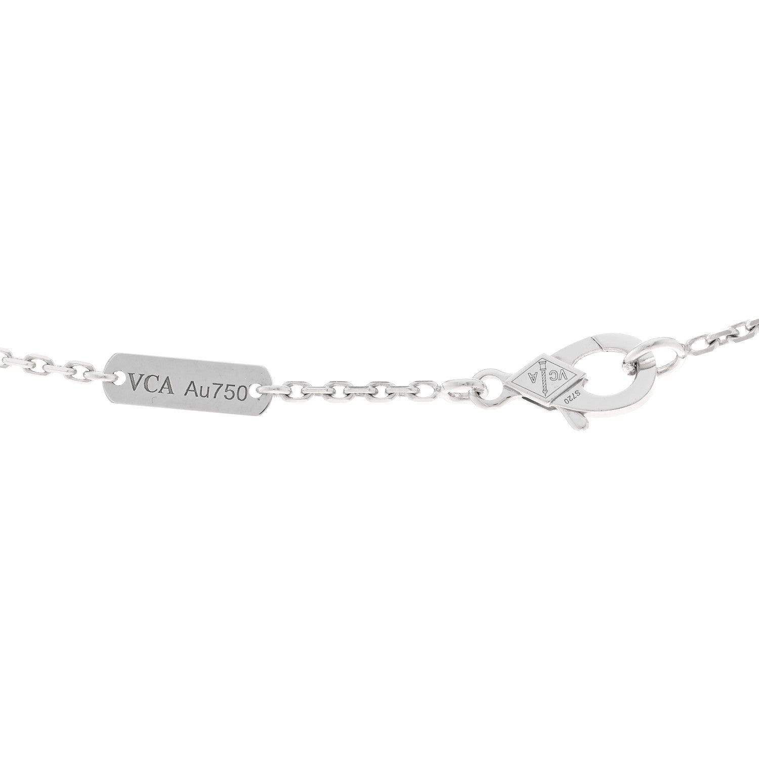 Van Cleef & Arpels 18k White Gold Chalcedony Vintage Alhambra Pendant Necklace 4 of 4