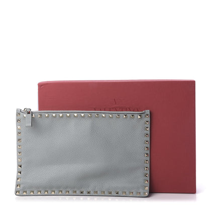 Valentino Garavani Pebbled Calfskin Large Rockstud Zip Pouch Nube 10 of 10